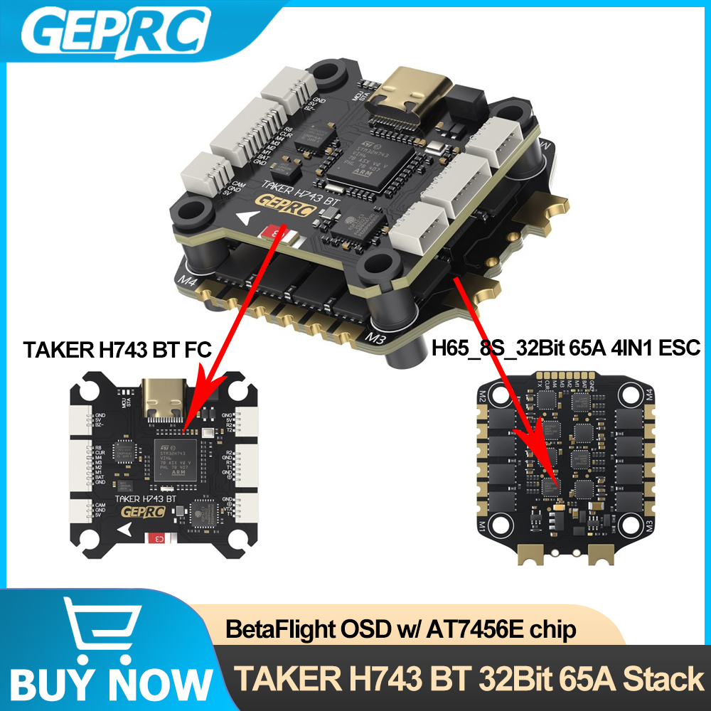 GEPRC TAKER H743 BT 32Bit 65A  - огляд і ціна Drone Racing Flight Controller