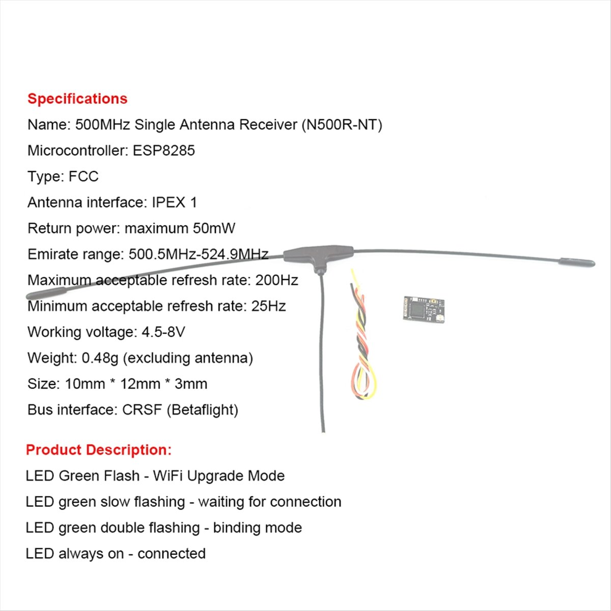 500MHz Receiver 500.5MHz-524.9 - огляд і ціна Drone Racing Antenna